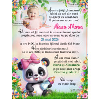 Invitatie botez fetita cu ursulet