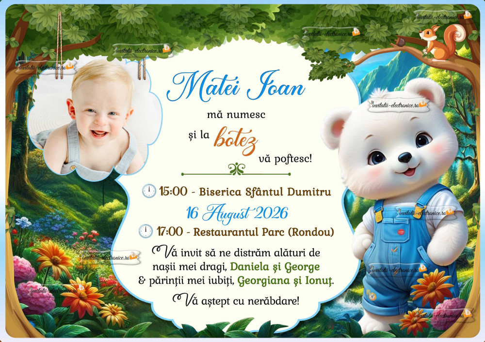 Invitatie la botez cu ursulet