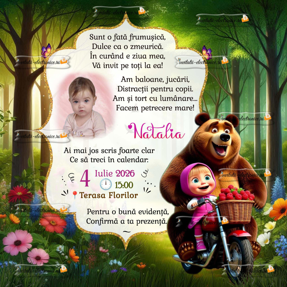 Invitatie cu Masha și Ursul