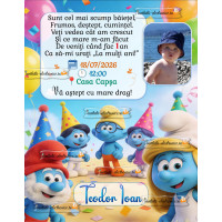 Invitatie la aniversare cu strumfi