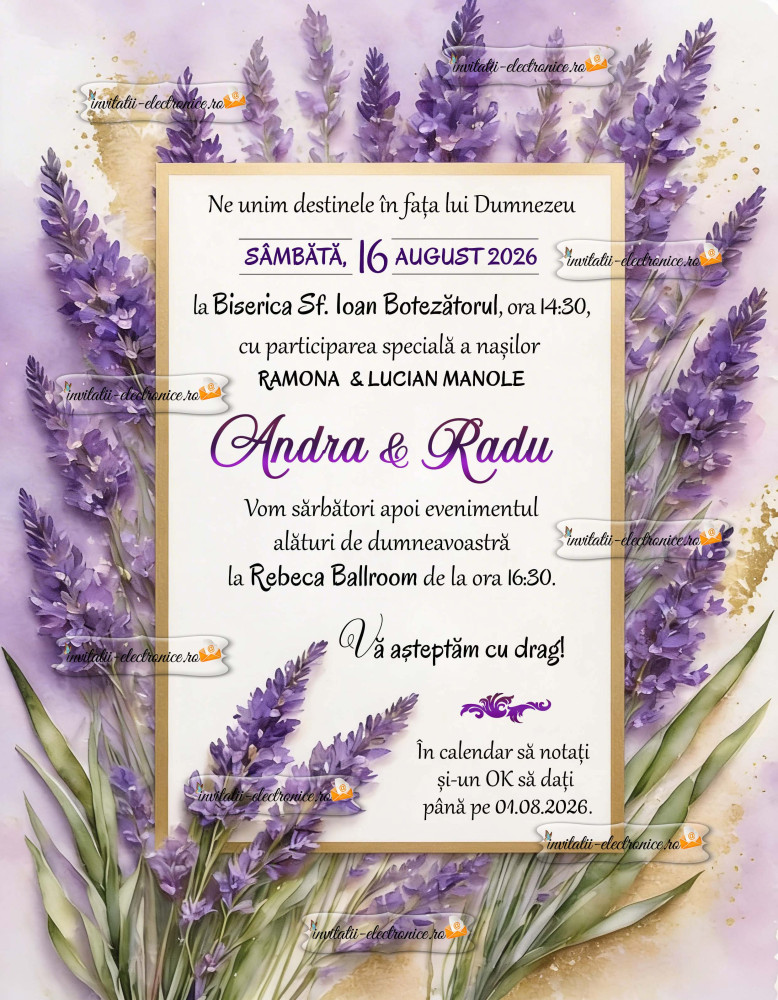 Invitatie nunta digitala cu flori