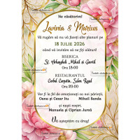 Invitatie la nunta cu bujori